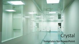  Presentation with medical pharmacy - Amazing slide set having cleanroom pharmacy - white corridor in a scientific backdrop and a mint green colored foreground
