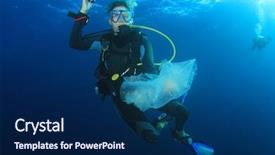  Presentation with plastic pollution - Slide deck featuring cleans up plastic rubbish pollution background and a navy blue colored foreground