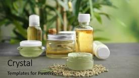  Presentation with hemp - Beautiful theme featuring cleansing cream - hemp cosmetic products and seeds backdrop and a coral colored foreground
