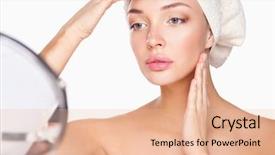  Presentation with cleansing - Audience pleasing slides consisting of cleansing cream - portrait of beautiful girl touching backdrop and a lemonade colored foreground