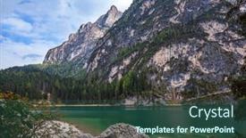  Presentation with green lake - PPT layouts having clear-blue-green-water background and a ocean colored foreground