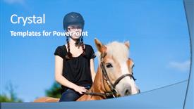  Presentation with horse riding - PPT theme featuring clear braces - teenage girl riding in summer background and a  colored foreground
