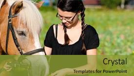  Presentation with teenage girl - Cool new presentation theme with clear braces - teenage girl standing backdrop and a  colored foreground