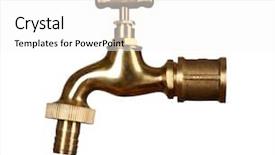  Presentation with saving water - Slides consisting of clear conscience - metal tap isolated on white background and a white colored foreground