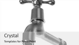  Presentation with saving water - PPT layouts having clear conscience - metal tap isolated on white background and a light gray colored foreground