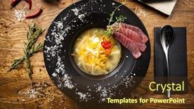  Presentation with fish tuna - Slide set consisting of clear-fish-soup-served background and a tawny brown colored foreground