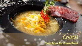  Presentation with tuna fish - Amazing PPT layouts having clear-fish-soup-served backdrop and a coral colored foreground