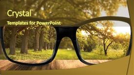  Presentation with glasses - PPT theme consisting of astigmatism - clear forest in glasses background and a tawny brown colored foreground