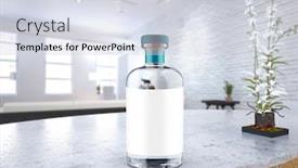  Presentation with vodka - Amazing PPT theme having clear-gin-or-vodka-bottle backdrop and a sky blue colored foreground