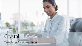  Presentation with working - Presentation design consisting of side view of the barista background and a dark gray colored foreground.