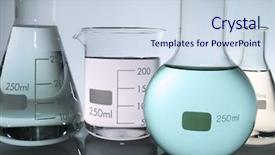  Presentation with flasks - Cool new presentation with clear glass - group of laboratory flasks backdrop and a sky blue colored foreground