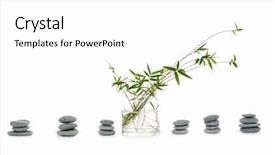  Presentation with bamboo - Presentation theme having clear glass - row of spa stones stack background and a white colored foreground