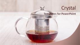  Presentation with tea - Slide set featuring clear glass - teapot with blooming tea background and a  colored foreground