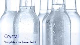  Presentation with many bubbles in water close - PPT theme with clear glass - water bottles close up background and a  colored foreground