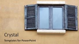  Presentation with pineapple a yellow wooden - Beautiful slide deck featuring clear glass frame - open wooden windows in italian backdrop and a coral colored foreground