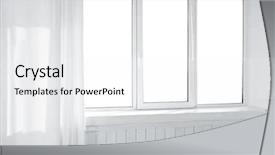  Presentation with curtain co 27 - Audience pleasing PPT layouts consisting of clear glass frame - room window with light curtain backdrop and a white colored foreground