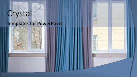  Presentation with curtains - Theme having clear glass frame - room windows with color curtains background and a teal colored foreground