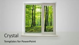  Presentation with background - PPT theme having clear glass frame - window close up for background background and a mint green colored foreground