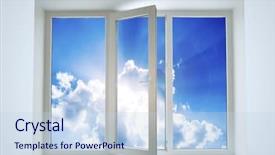  Presentation with wind energy close up portrait - Audience pleasing PPT layouts consisting of clear glass frame - window close up for background backdrop and a sky blue colored foreground