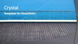  Presentation with blue flow - Beautiful PPT theme featuring clear glass frame - wooden floor beside the blue backdrop and a teal colored foreground