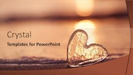  Presentation with sand heart - Audience pleasing PPT layouts consisting of clear-glass-heart-on-sand backdrop and a coral colored foreground