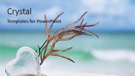  Presentation with sand heart - Theme with clear glass heart on white background and a light blue colored foreground