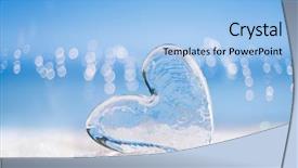  Presentation with abstract blue white - Beautiful presentation theme featuring clear glass heart on white backdrop and a light blue colored foreground