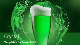  Presentation with alcoholic beverage - Audience pleasing PPT theme consisting of clear-glass-of-fresh-alcoholic backdrop and a forest green colored foreground