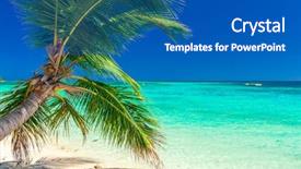  Presentation with palm beach - Colorful PPT theme enhanced with clear lagoon on fiji islands backdrop and a teal colored foreground