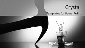 Presentation with black light - Beautiful PPT theme featuring clear light bulb broken by hammer in black and white backdrop and a light gray colored foreground