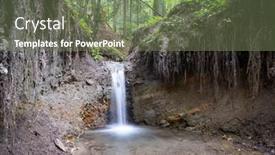  Presentation with forest stream - Presentation theme featuring clear-mountain-stream background and a violet colored foreground