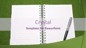  Presentation with diary - Presentation enhanced with clear page on diary ready for writing pencil green background background and a sky blue colored foreground