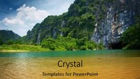  Presentation with clear sunny day rural landscape - Theme having clear river at sunny day background and a  colored foreground