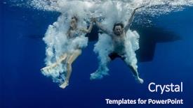  Presentation with underwater - Amazing PPT theme having clear sea from a boat backdrop and a navy blue colored foreground