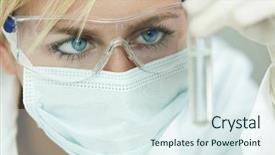  Presentation with scientific - Presentation featuring clear solution in a laboratory background and a sky blue colored foreground