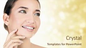  Presentation with abstract circles - Slide set enhanced with clear thinking - pretty woman against an abstract background and a  colored foreground