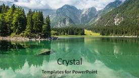  Presentation with alpine - Audience pleasing slides consisting of clear water - alpine lake di laghi fusine backdrop and a seafoam green colored foreground