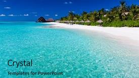  Presentation with lagoon - Slide set consisting of clear water - palm trees over stunning lagoon background and a teal colored foreground
