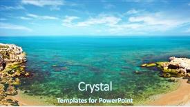  Presentation with romantic beach - Presentation consisting of clear waters of mediterranean sea background and a ocean colored foreground