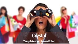  Presentation with community service happy volunteer group - PPT layouts enhanced with clearance sale - group of happy shopping customers background and a tawny brown colored foreground