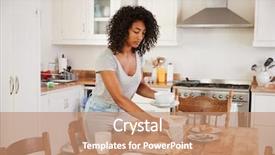  Presentation with girl teens - Cool new slide deck with clearing breakfast table and load backdrop and a coral colored foreground