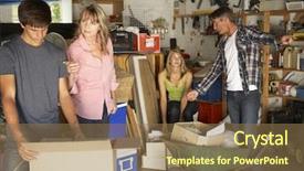  Presentation with yard sale - Presentation theme with clearing garage for yard sale background and a coral colored foreground