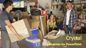  Presentation with yard sale - Presentation theme having clearing garage for yard sale background and a coral colored foreground