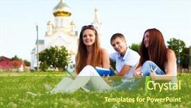  Presentation with youth church - PPT theme having clearing in background of church background and a gold colored foreground