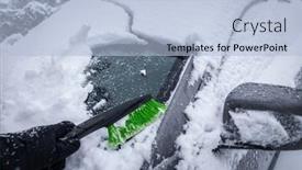  Presentation with windows - Presentation design consisting of clearing-snow-from-car-windows background and a light blue colored foreground