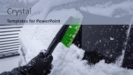  Presentation with windows - Slide set with clearing-snow-from-car-windows background and a light blue colored foreground