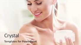  Presentation with woman nude body - Beautiful PPT theme featuring cleavage - picture of a fit woman backdrop and a  colored foreground