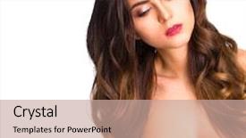  Presentation with young sing woman singing young - Presentation theme with cleavage - young sexy brunette woman background and a coral colored foreground