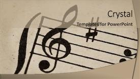  Presentation with treble clef - Cool new PPT layouts with clef - macro of sheet music backdrop and a coral colored foreground