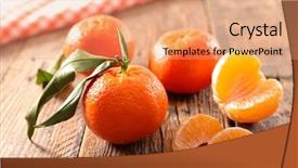  Presentation with fruit - Audience pleasing PPT theme consisting of clementine fruit on wood background backdrop and a  colored foreground